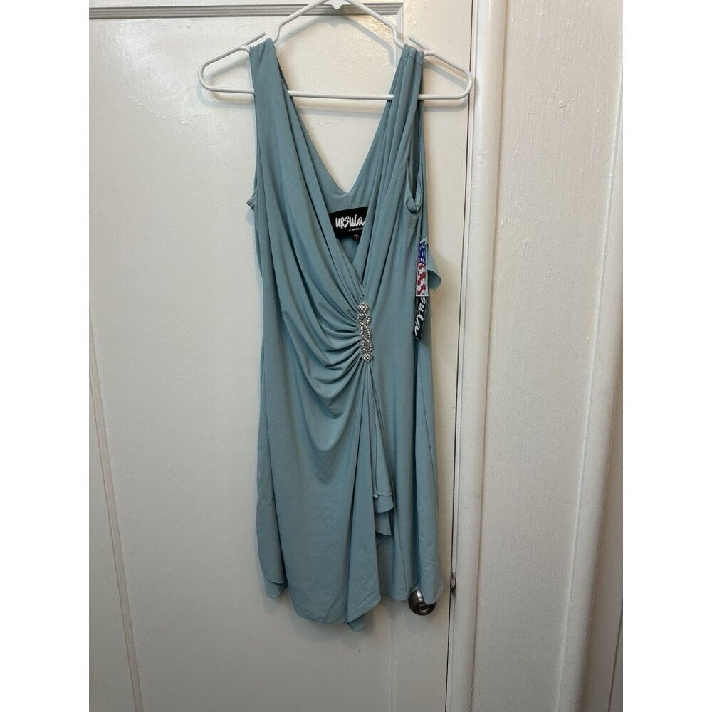 Ursula Of Switzerland Dress Formal Ocean Blue Sz 6‎ Sleeveless Ruffle USA